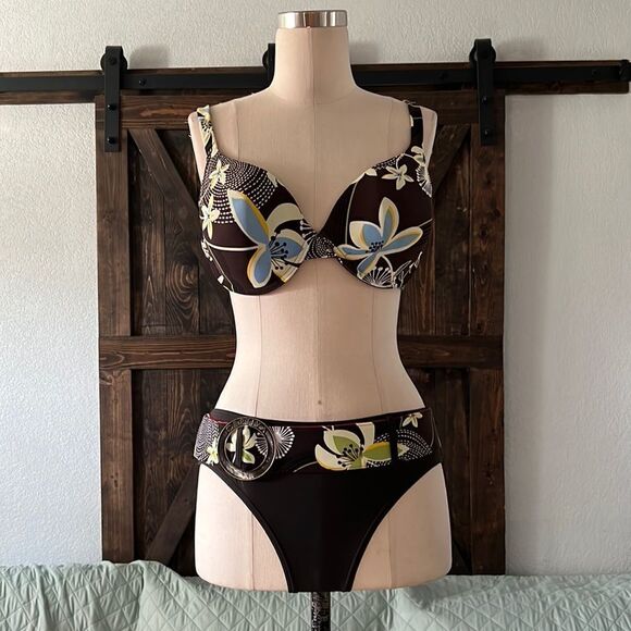 Captiva bikini set brown floral removable padding - Picture 1 of 16